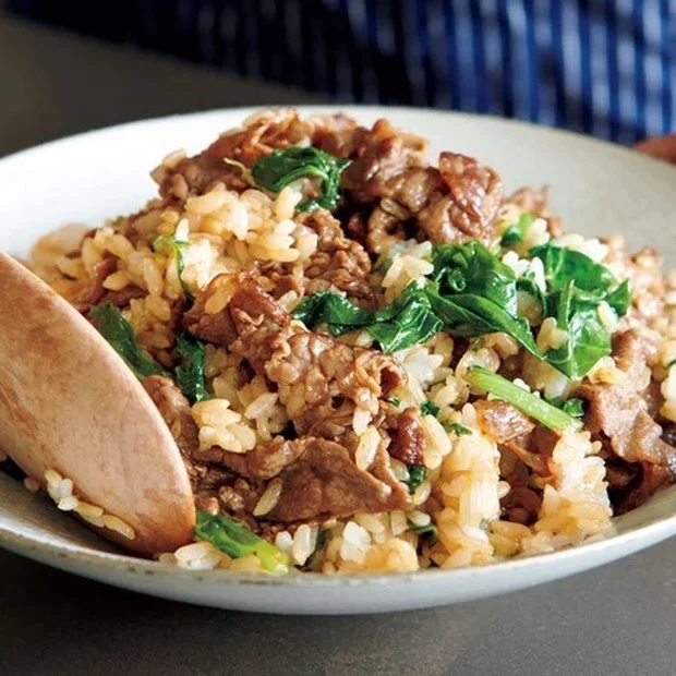 「菜の花と牛肉の混ぜご飯」