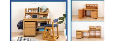 ライトブラウン/ブルー座面学習椅子タイプ