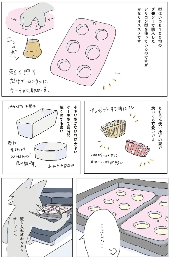 小さい型がなければ　大きいケーキ型で長時間焼くのでも良い