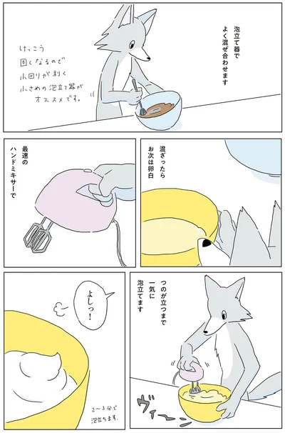 泡だて器でよく混ぜ合わせます