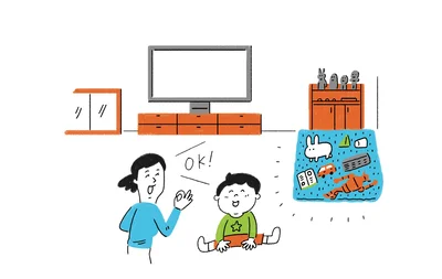 散らかったおもちゃはラグの内側にあればよし！