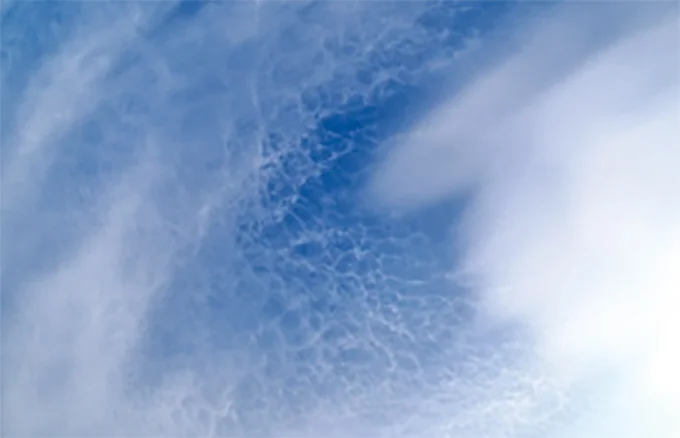 層状巻積雲に現れた蜂の巣状巻積雲