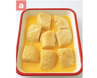 パンの耳は、上下を返しながら、卵液を中までしっかりしみこませる