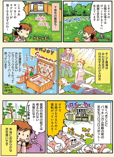 みんな芝生で日光浴するのが大好き
