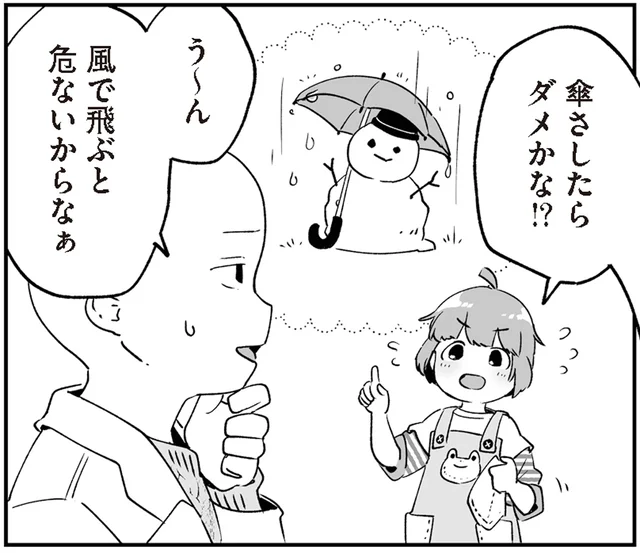 2人で作った雪だるま。雨の日でも残したい！／アカネ町薬局のいそうろうくん（6）