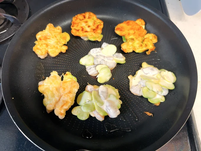  焼き方は野菜の天ぷらと同じ