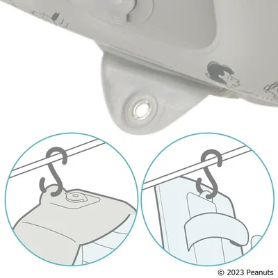 洗った後、風通しのよい場所に掛けられるフック付き
