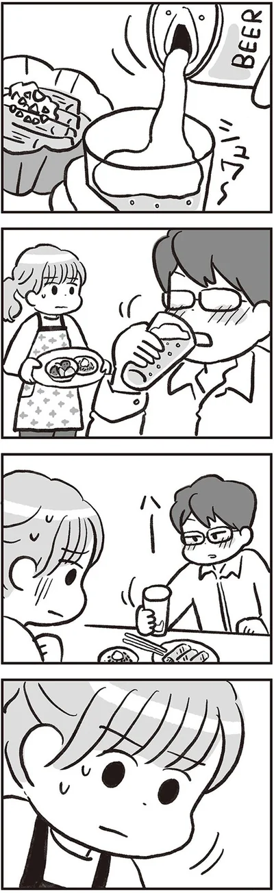 夫に食事を出す