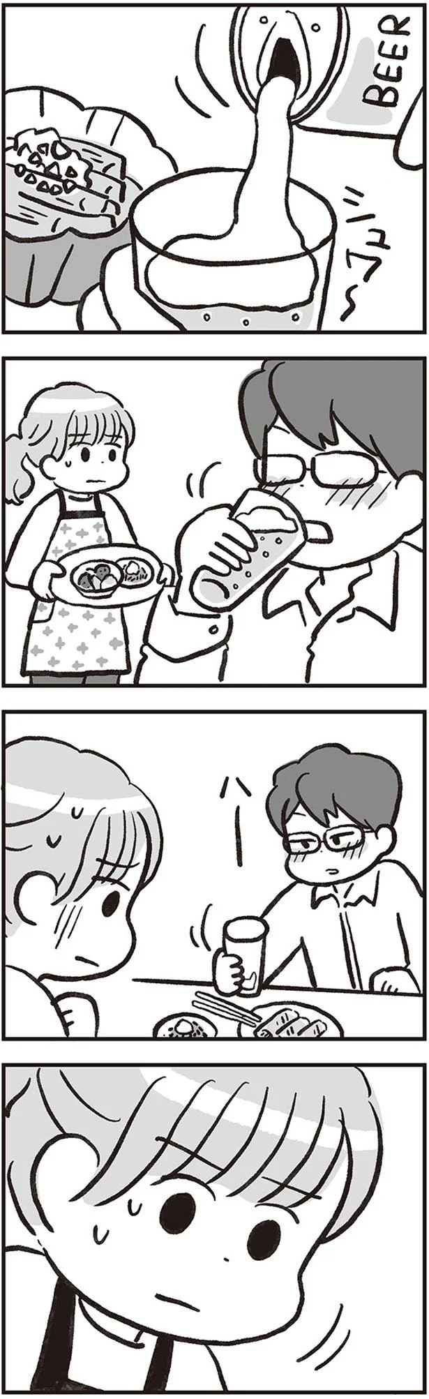 夫に食事を出す