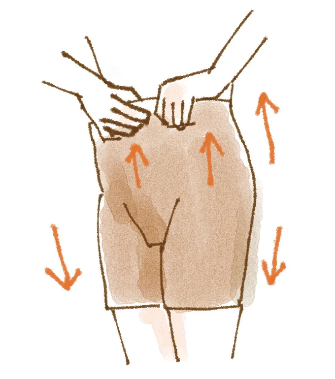 きれいに見える着け方　2. 折り返し部分を戻す