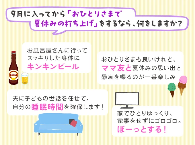 夏休みお疲れさま、何する?