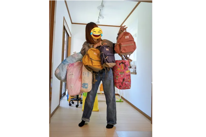 毎日筋トレ!?三つ子ちゃんの保育園荷物がやばい