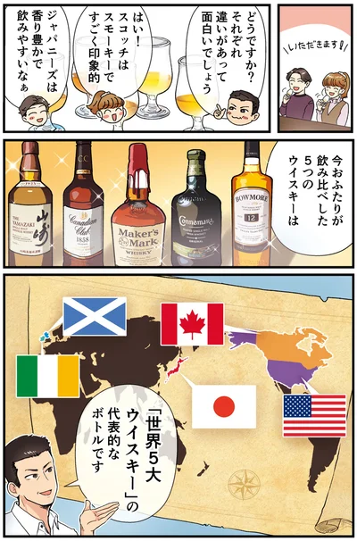「世界5大ウイスキー」の代表的なボトルです