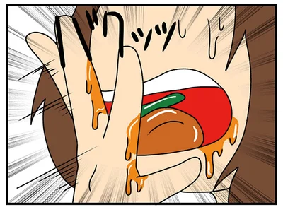 必死の形相で…