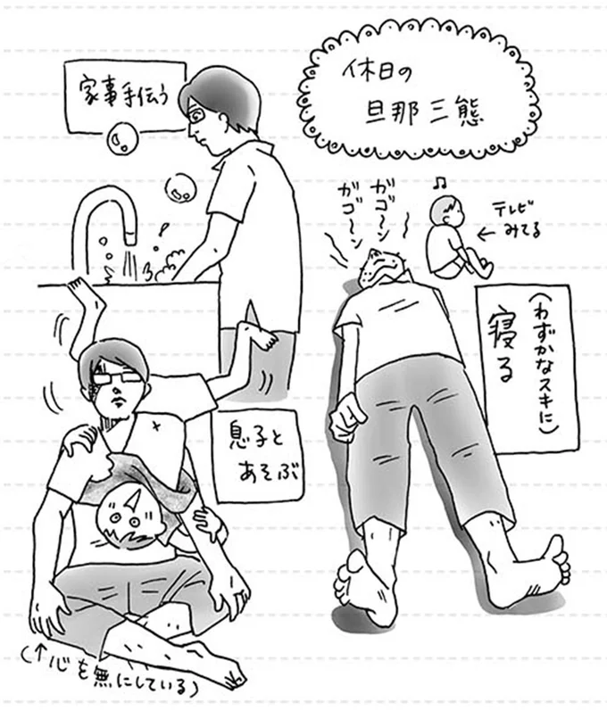 休日の旦那三態