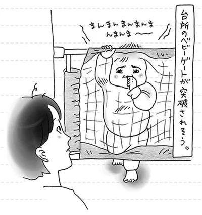 台所のベビーゲートが突破されそう