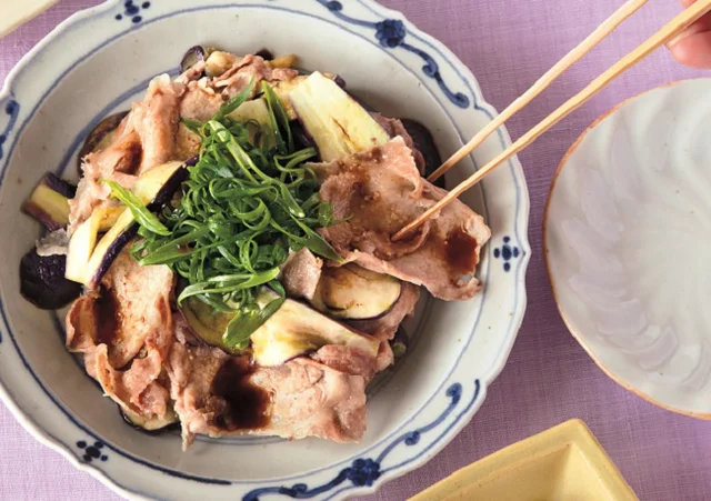 低カロリーなのに食べ応え◎！「なすと豚しゃぶのさっぱり蒸し」