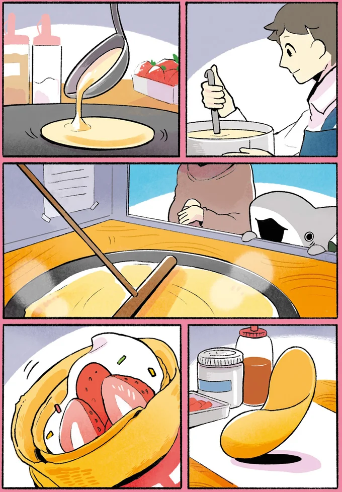 クレープの生地が焼けて