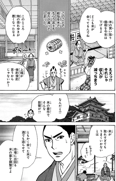 『角川まんが学習シリーズ 日本の歴史 10 花咲く町人文化 江戸時代中期』より