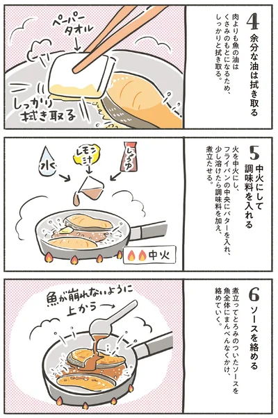 ソースを絡める