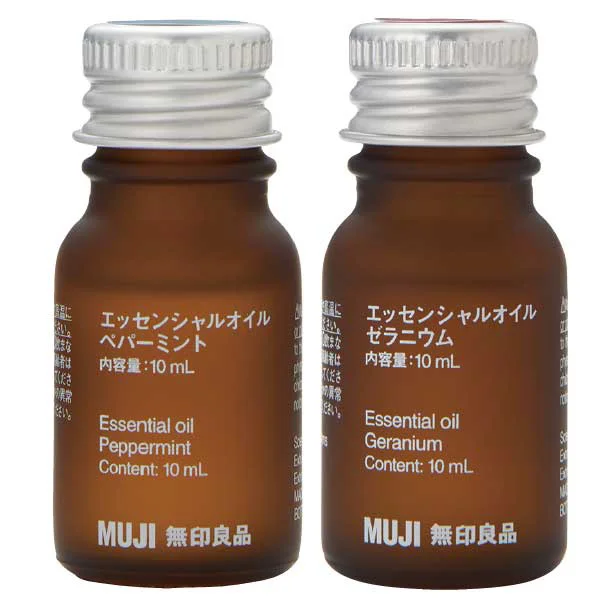 エッセンシャルオイル ペパーミント、ゼラニウム 各10ml 各¥1,790/無印良品