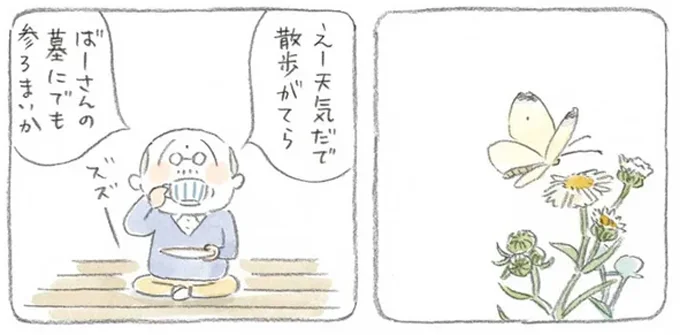お墓まいりに行くはずが。ぽかぽかの縁側に流れる幸せなひととき／ねことじいちゃん2（2）