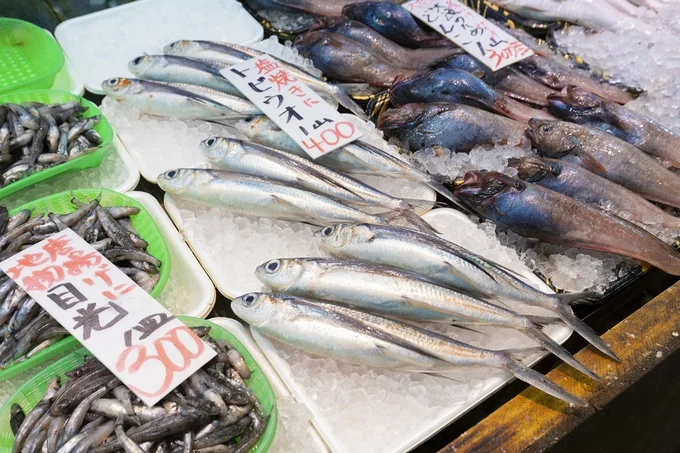 今が旬のトビウオなど、鮮魚を驚きの価格で販売。おすすめの調理法をスタッフに聞いてみて!
