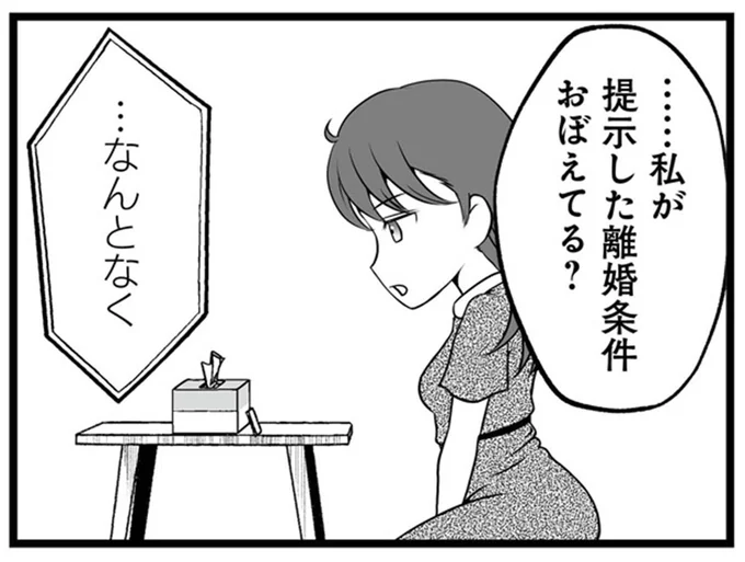 …私が提示した離婚条件覚えてる？