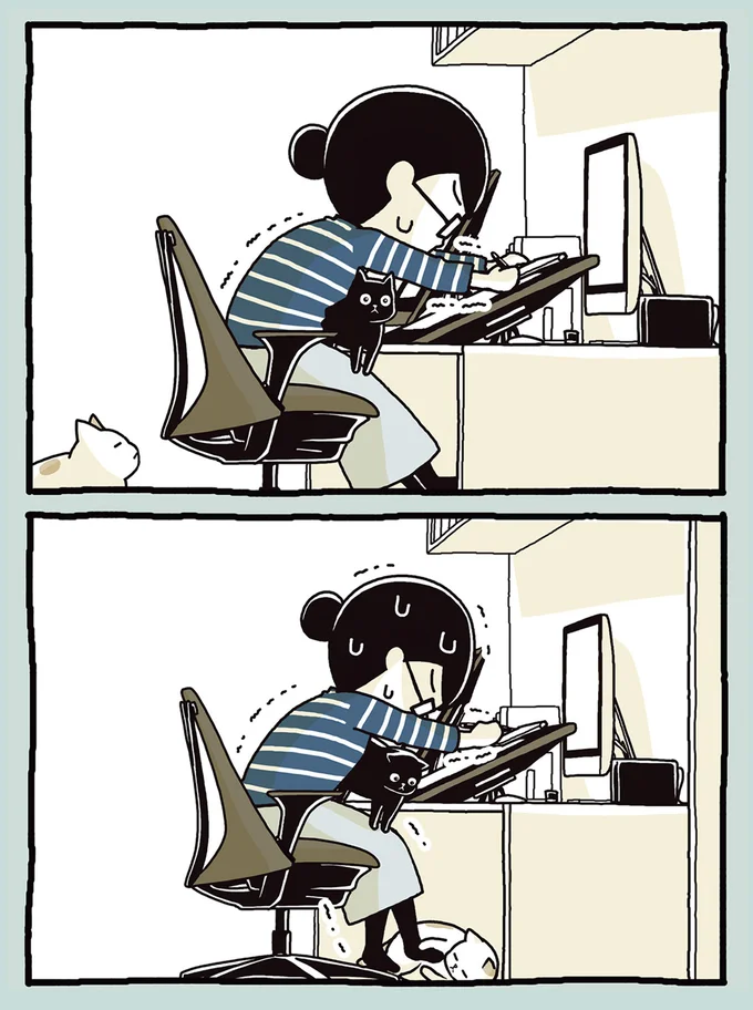  膝に座るなら協力して…