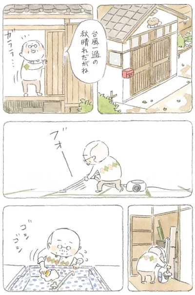 台風一過の秋晴れだがね