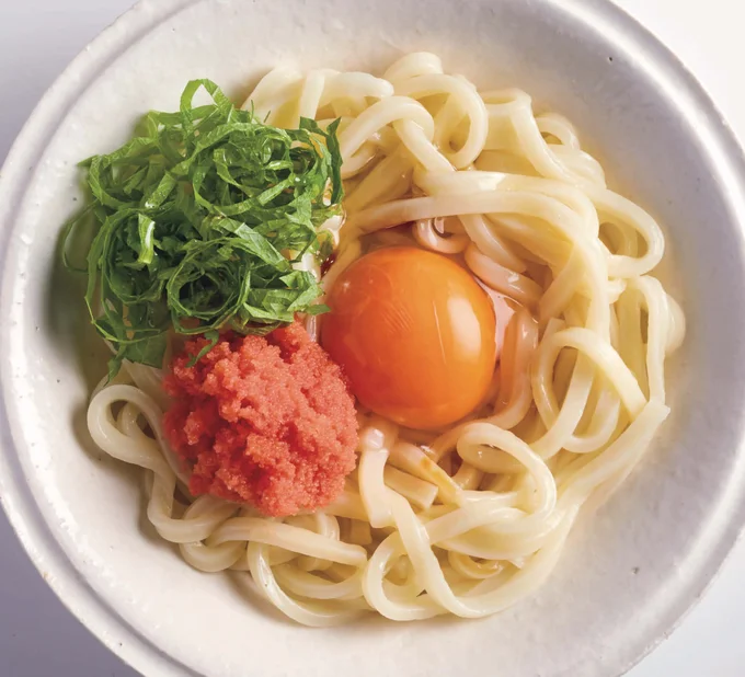 青じその風味が爽やか!「明太釜玉」