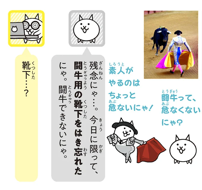 闘牛用の靴下をはき忘れたにゃ