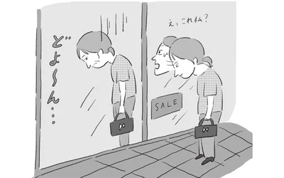 スマホ脳チェックリスト：横向きで鏡を見ると、首が前に出ている。
