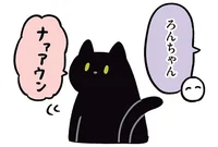 「ナッ！」「ナァアウン」呼びかけに合わせて変化する黒猫の返事／黒猫ろんと暮らしたら2（16）