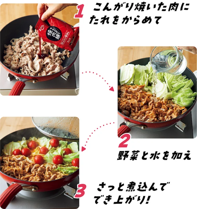 フライパンひとつで、簡単3ステップ!