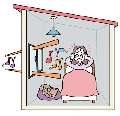 外の騒音でぐっすり眠れないことも