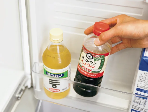 酸化することで風味が損なわれやすいしょうゆや酢は、冷蔵庫保存がおすすめ