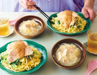 「蒸しどりのごまだれのっけ麺」の献立