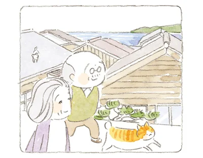 病の妻と島内をゆっくり巡るねことじいちゃん