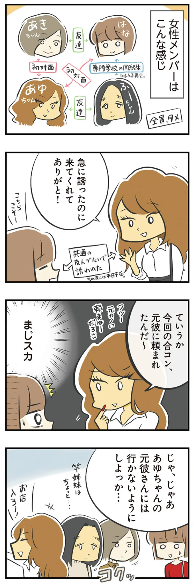  今回の合コン、元彼に頼まれたんだ～