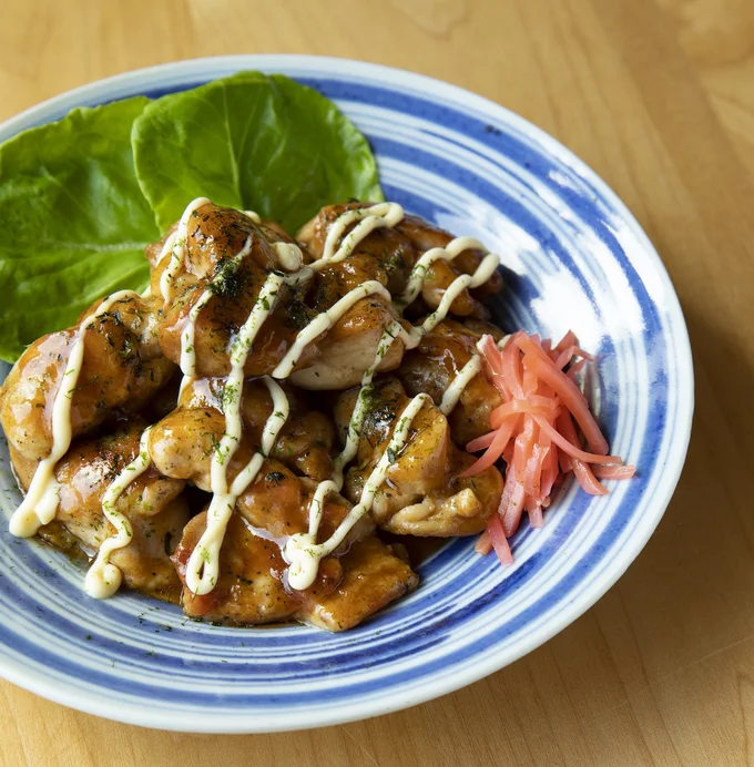 とりの照り焼きをお好み焼き味にアレンジ！