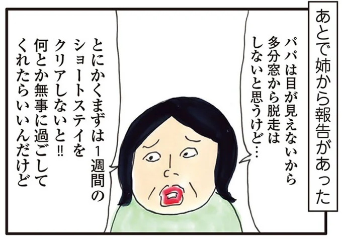 とにかくまずは1週間のショートステイをクリアしないと!!