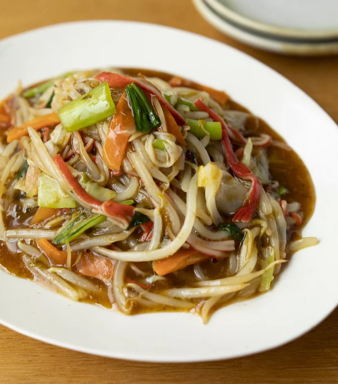 のりの佃煮で、カット野菜＆かにかまが、本格中華味の炒めものに変身！