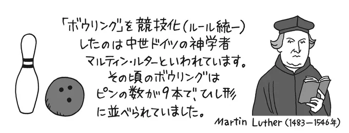 ボウリングを競技化したのは、神学者マルティン・ルターといわれています