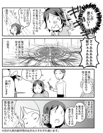 床に落ちていく髪