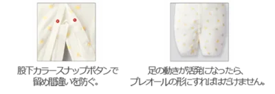「長袖ドレスオール」にもパパママの使いやすさが工夫されています
