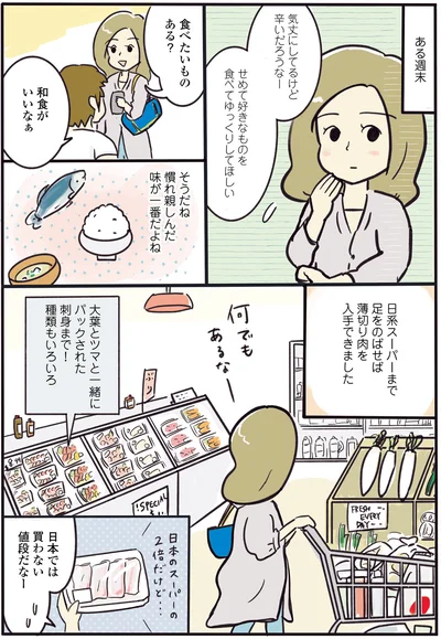 日系スーパで薄切り肉や刺身まで