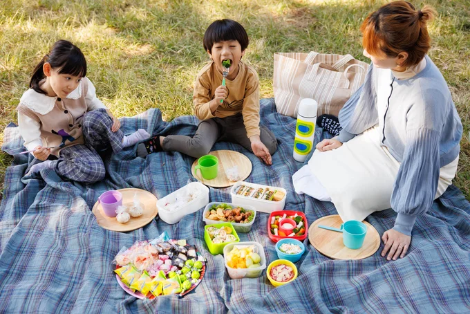 自然に囲まれて食べるお弁当の味はまた格別！