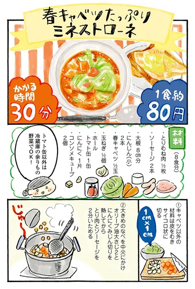 『おひとりさまのあったか1ヶ月食費2万円生活　四季の野菜レシピ』より