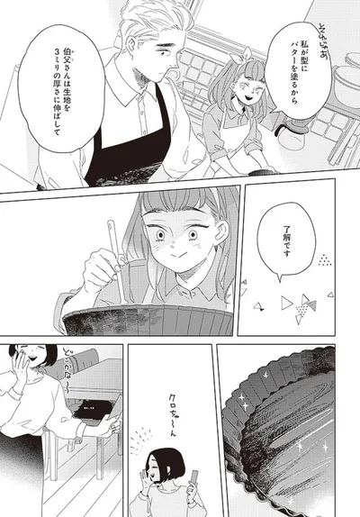 型にバターを塗るから